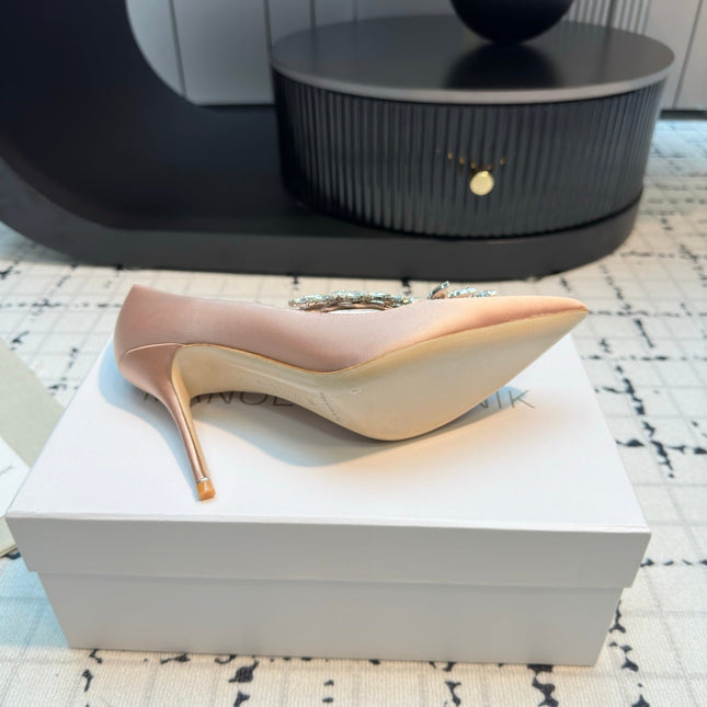 Lurum 90 Beige Satin Crystal Embellished Pumps 868666