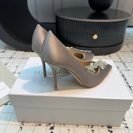 Lurum 90 Taupe Satin Crystal Embellished Pumps 868668
