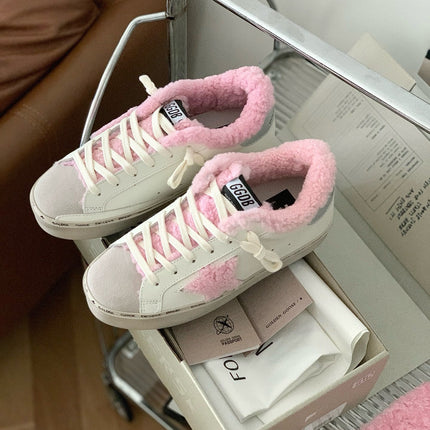 HI STAR SNEAKERS WHITE CALFSKIN WITH PINK WOOL STAR