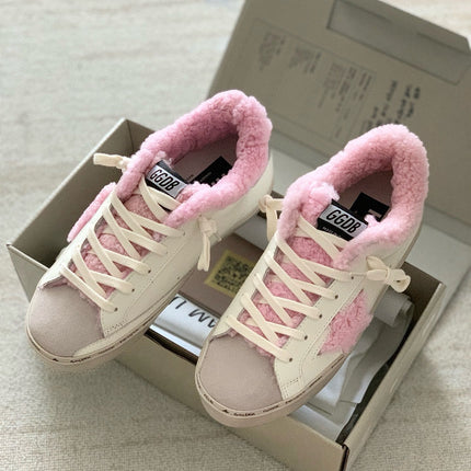 HI STAR SNEAKERS WHITE CALFSKIN WITH PINK WOOL STAR