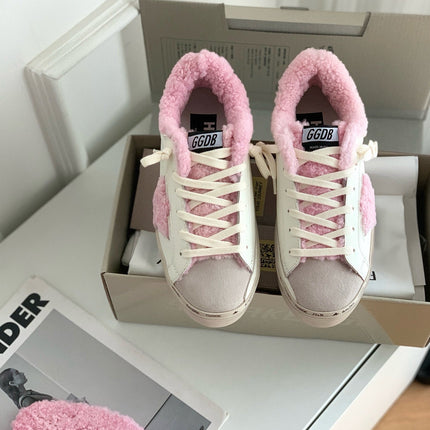 HI STAR SNEAKERS WHITE CALFSKIN WITH PINK WOOL STAR
