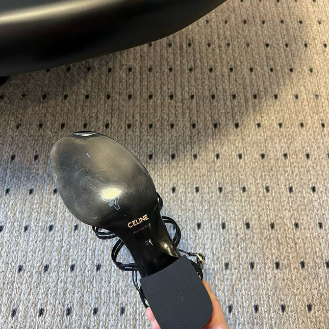 CLEMENCE MULTI TRIOMPHE 45 MM SANDAL IN BLACK LAMBSKIN