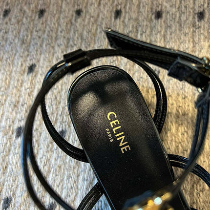 CLEMENCE MULTI TRIOMPHE 45 MM SANDAL IN BLACK LAMBSKIN