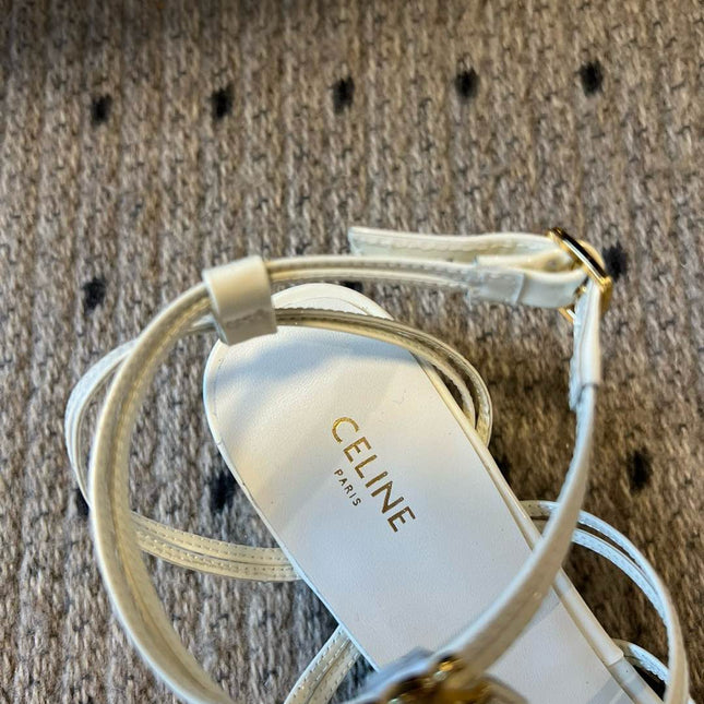 CLEMENCE MULTI TRIOMPHE 45 MM SANDAL IN WHITE LAMBSKIN