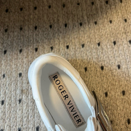 VIV' SKATE SNEAKERS IN WHITE SMOOTH CALFSKIN SILVER BUCKLE