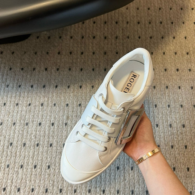 VIV' SKATE SNEAKERS IN WHITE SMOOTH CALFSKIN SILVER BUCKLE