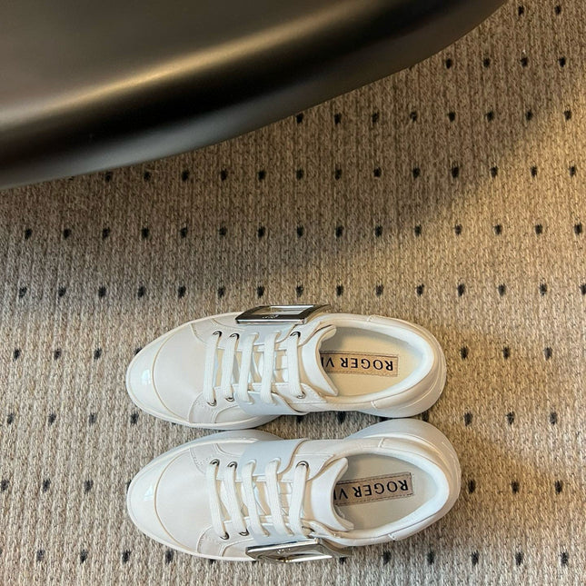 VIV' SKATE SNEAKERS IN WHITE SMOOTH CALFSKIN SILVER BUCKLE