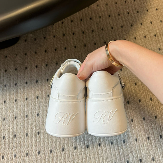 VIV' SKATE SNEAKERS IN WHITE SMOOTH CALFSKIN SILVER BUCKLE