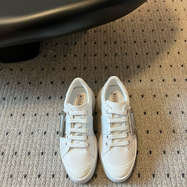 VIV' SKATE SNEAKERS IN WHITE SMOOTH CALFSKIN SILVER BUCKLE