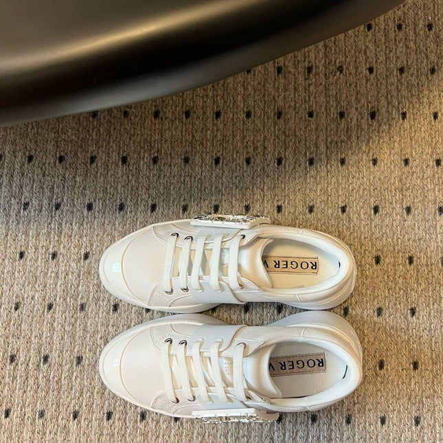 VIV' SKATE SNEAKERS IN WHITE SMOOTH CALFSKIN CRYSTAL BUCKLE