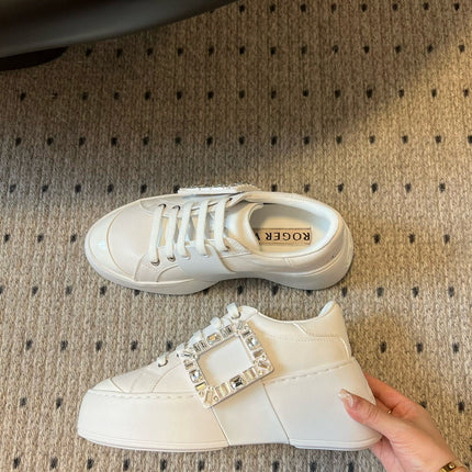 VIV' SKATE SNEAKERS IN WHITE SMOOTH CALFSKIN CRYSTAL BUCKLE