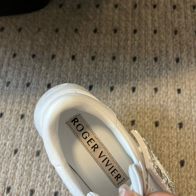 VIV' SKATE SNEAKERS IN WHITE SMOOTH CALFSKIN CRYSTAL BUCKLE