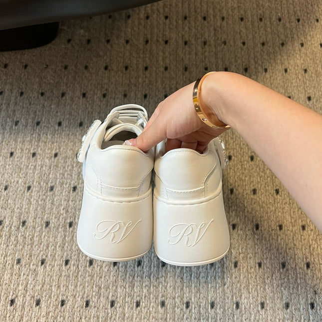 VIV' SKATE SNEAKERS IN WHITE SMOOTH CALFSKIN CRYSTAL BUCKLE