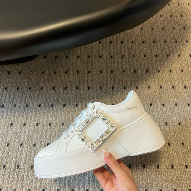 VIV' SKATE SNEAKERS IN WHITE SMOOTH CALFSKIN CRYSTAL BUCKLE