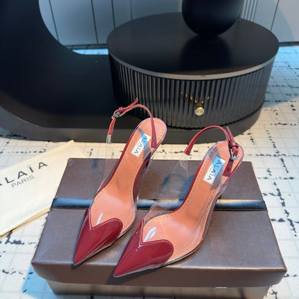 ALAIA HIGH SLINGBACK 25S 90 MM IN DARK RED CALFSKIN