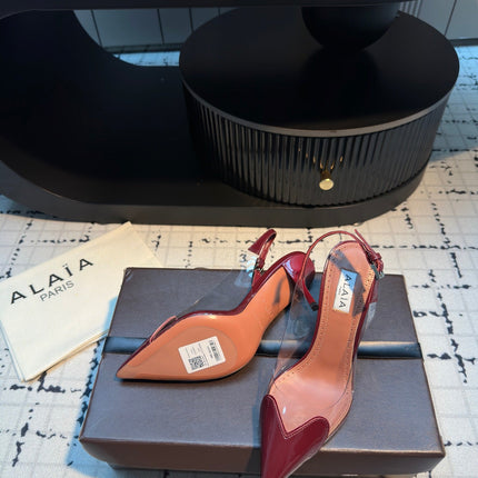 ALAIA HIGH SLINGBACK 25S 90 MM IN DARK RED CALFSKIN