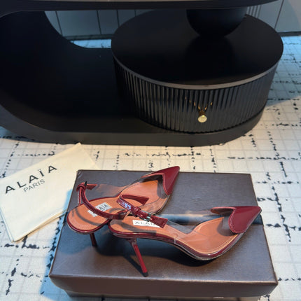 ALAIA HIGH SLINGBACK 25S 90 MM IN DARK RED CALFSKIN
