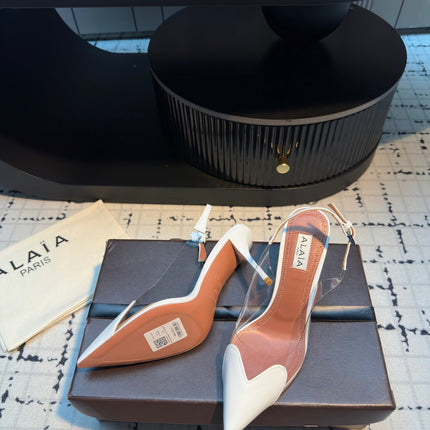 ALAIA HIGH SLINGBACK 25S 90 MM IN WHITE CALFSKIN
