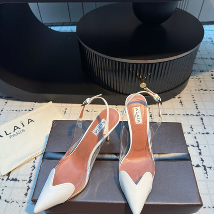 ALAIA HIGH SLINGBACK 25S 90 MM IN WHITE CALFSKIN