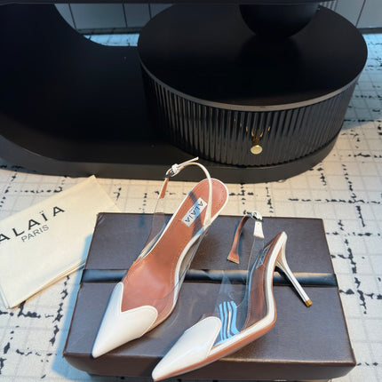 ALAIA HIGH SLINGBACK 25S 90 MM IN WHITE CALFSKIN
