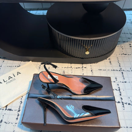 ALAIA HIGH SLINGBACK 25S 90 MM IN BLACK CALFSKIN