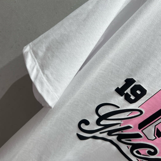 Gucci 25 Print Short Sleeve T-shirt Pink White Cotton