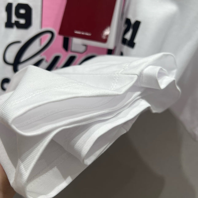 Gucci 25 Print Short Sleeve T-shirt Pink White Cotton