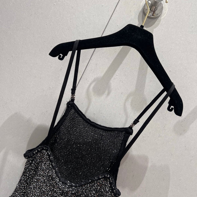 CC 25 Rhinestones Tank Top Black Polyamide