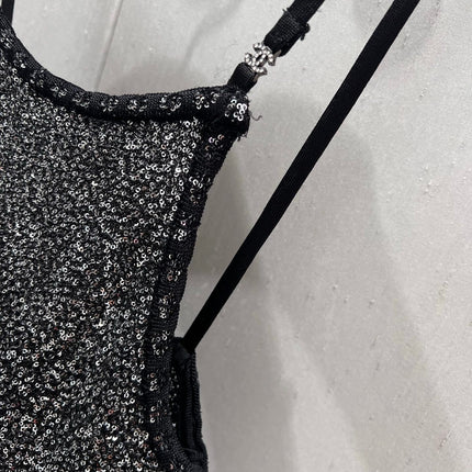 CC 25 Rhinestones Tank Top Black Polyamide