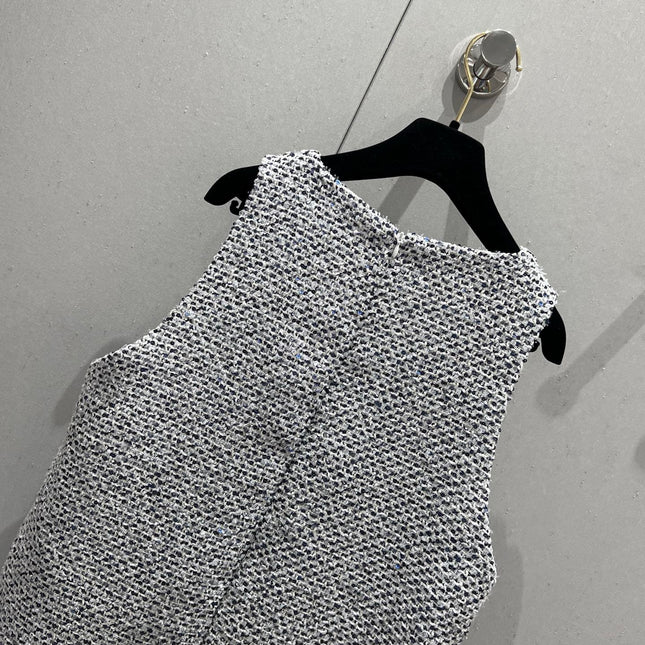 CC 25 Tweed Dress Gray Blue Woven Fabric