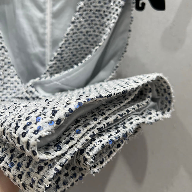 CC 25 Tweed Dress Gray Blue Woven Fabric