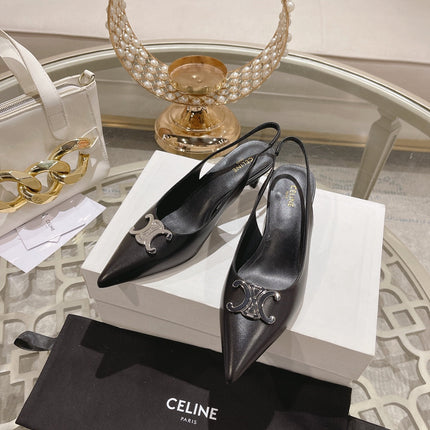 HIGH SLINGBACK 5 CM IN BLACK CALFSKIN