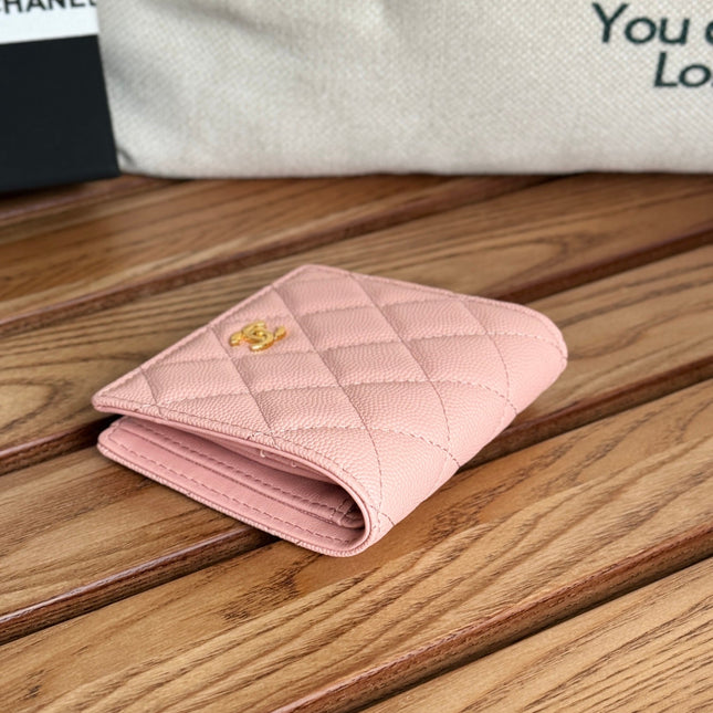 SMALL FLAP WALLET 12 IN TONYS PINK GRAINED CALFSKIN GOLD-TONE HARDWARE