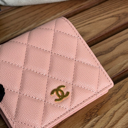 SMALL FLAP WALLET 12 IN TONYS PINK GRAINED CALFSKIN GOLD-TONE HARDWARE