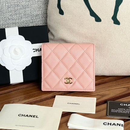 SMALL FLAP WALLET 12 IN TONYS PINK GRAINED CALFSKIN GOLD-TONE HARDWARE