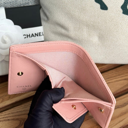 SMALL FLAP WALLET 12 IN TONYS PINK GRAINED CALFSKIN GOLD-TONE HARDWARE