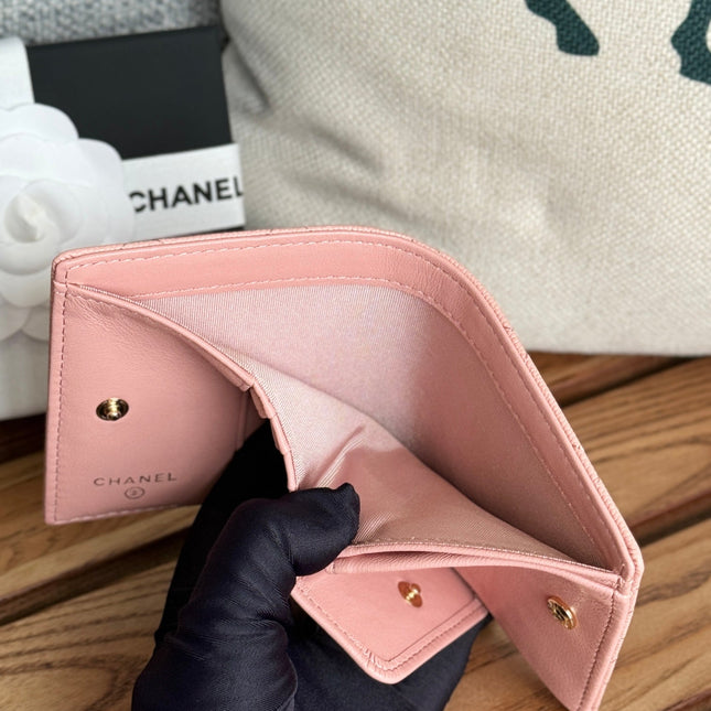 SMALL FLAP WALLET 12 IN TONYS PINK GRAINED CALFSKIN GOLD-TONE HARDWARE