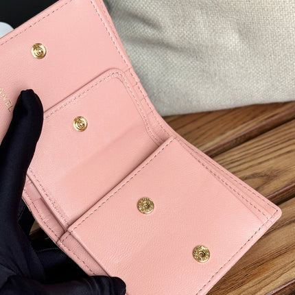 SMALL FLAP WALLET 12 IN TONYS PINK GRAINED CALFSKIN GOLD-TONE HARDWARE