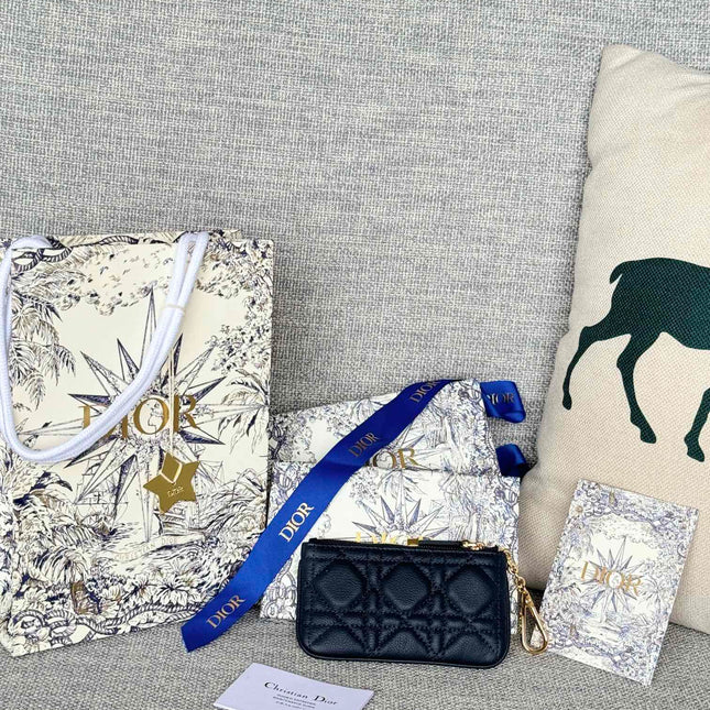 MONTAIGNE GLYCINE CARO WALLET 14 IN DEEP COVE BLUE MACROCANNAGE CALFSKIN