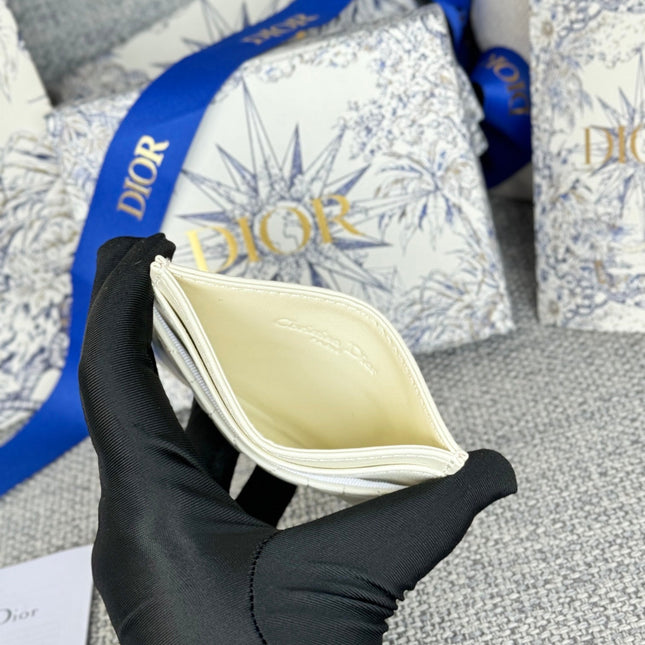 CARO FREESIA CARD HOLDER 10 IN WHITE CANNAGE CALFSKIN