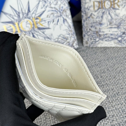 CARO FREESIA CARD HOLDER 10 IN WHITE CANNAGE CALFSKIN