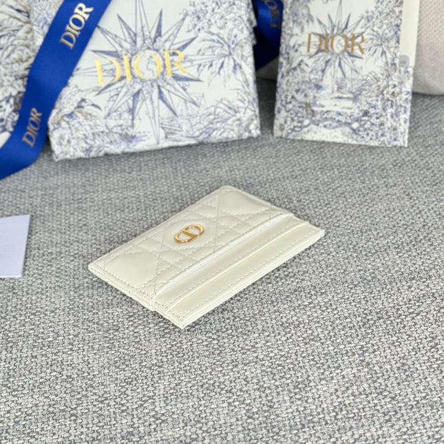 CARO FREESIA CARD HOLDER 10 IN WHITE CANNAGE CALFSKIN