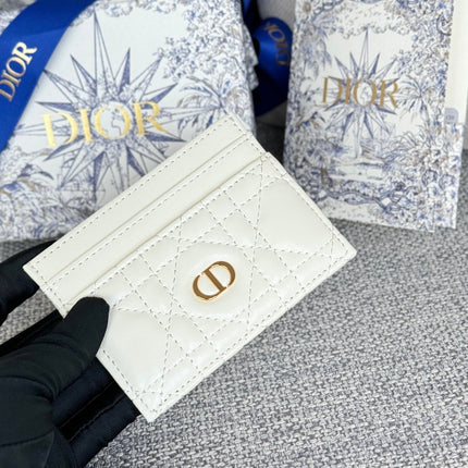 CARO FREESIA CARD HOLDER 10 IN WHITE CANNAGE CALFSKIN