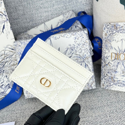 CARO FREESIA CARD HOLDER 10 IN WHITE CANNAGE CALFSKIN