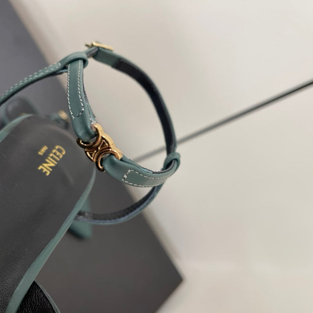 MORRAINE SLINGBACK PUMPS IN TEAL GREEN CALFSKIN