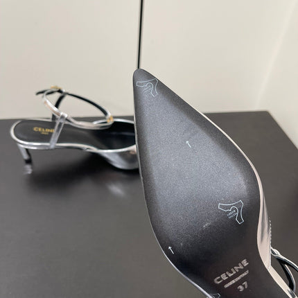 MORRAINE SLINGBACK PUMPS IN SILVER CALFSKIN