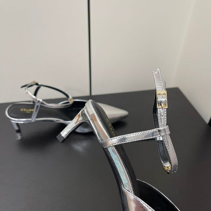 MORRAINE SLINGBACK PUMPS IN SILVER CALFSKIN