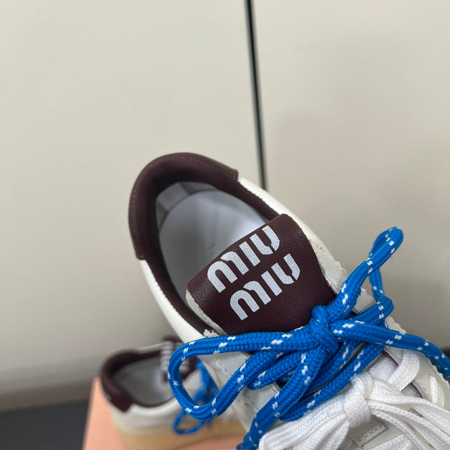 THICK-SOLED RETRO SNEAKERS IN WHITE MIX MERLOT SMOOTH LAMBSKIN