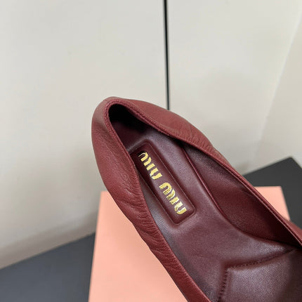 POINTED-TOE MID HEEL PUMPS IN TERRACOTTA SMOOTH LAMBSKIN