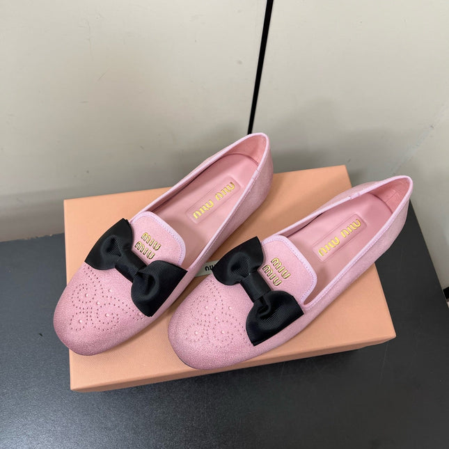 LOAFERS WITH BOW IN PINK SUEDE